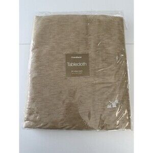 CRATE AND BARREL LINDEN"TABLECLOTH Natural Light brown 90" ROUND